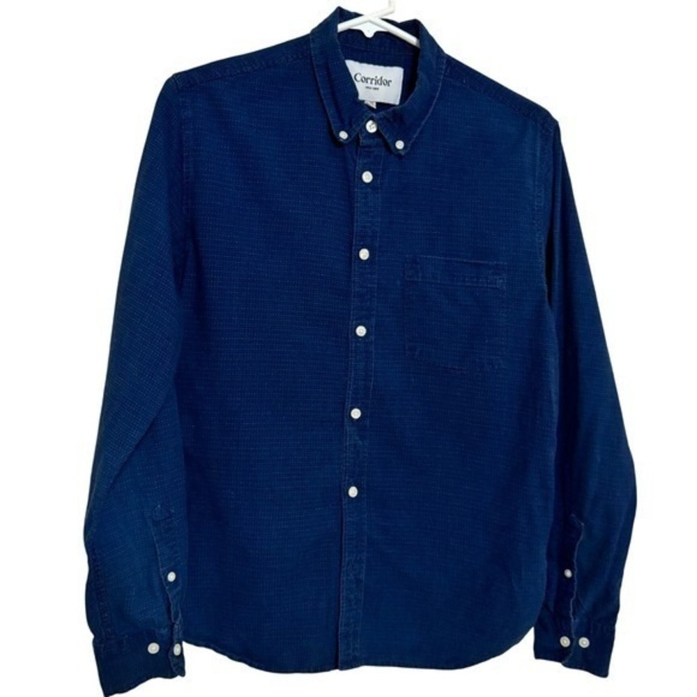 Corridor New York Casual Button Down Shirt Mens XS Comfy Long sleeve Blue Preppy